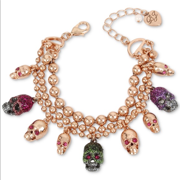 Betsey Johnson Jewelry - Betsey Johnson Glitter Skulls Bracelet